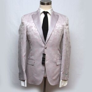 36R ALFANI Men's Dinner Jacket Light‎ Pink Floral Slim Fit D100572